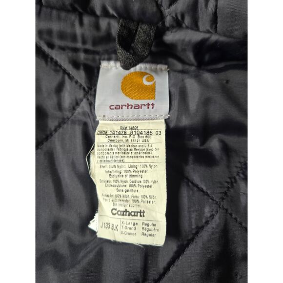 Carhartt Black Loose Fit Quilted Liner Full Zip Men's Coat XL - Picture 11 of 11